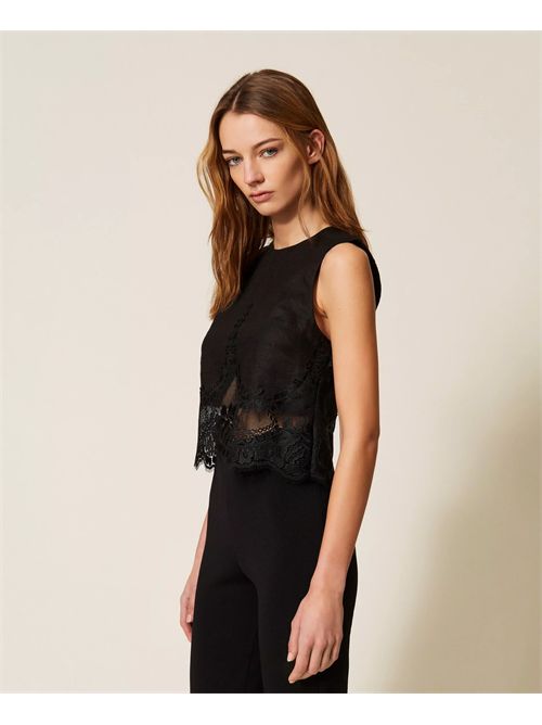 Top in lino con pizzo TWINSET | TT2182/00006